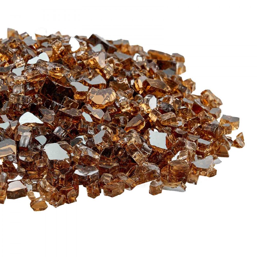 VEVOR Fire Glass, 10 LBS / 4.5 KG High-Temperature Resistant Fireplace Rocks, 1/4-Inch / 6.35 mm Reflective & Smokeless Firepit Glass Rock, High Luster Stone Landscaping for Fire Pit Table, Copper