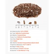 10 LBS Fire Glass 1/4-Inch Fireplace Glass Rocks for Fire Pit Table Copper