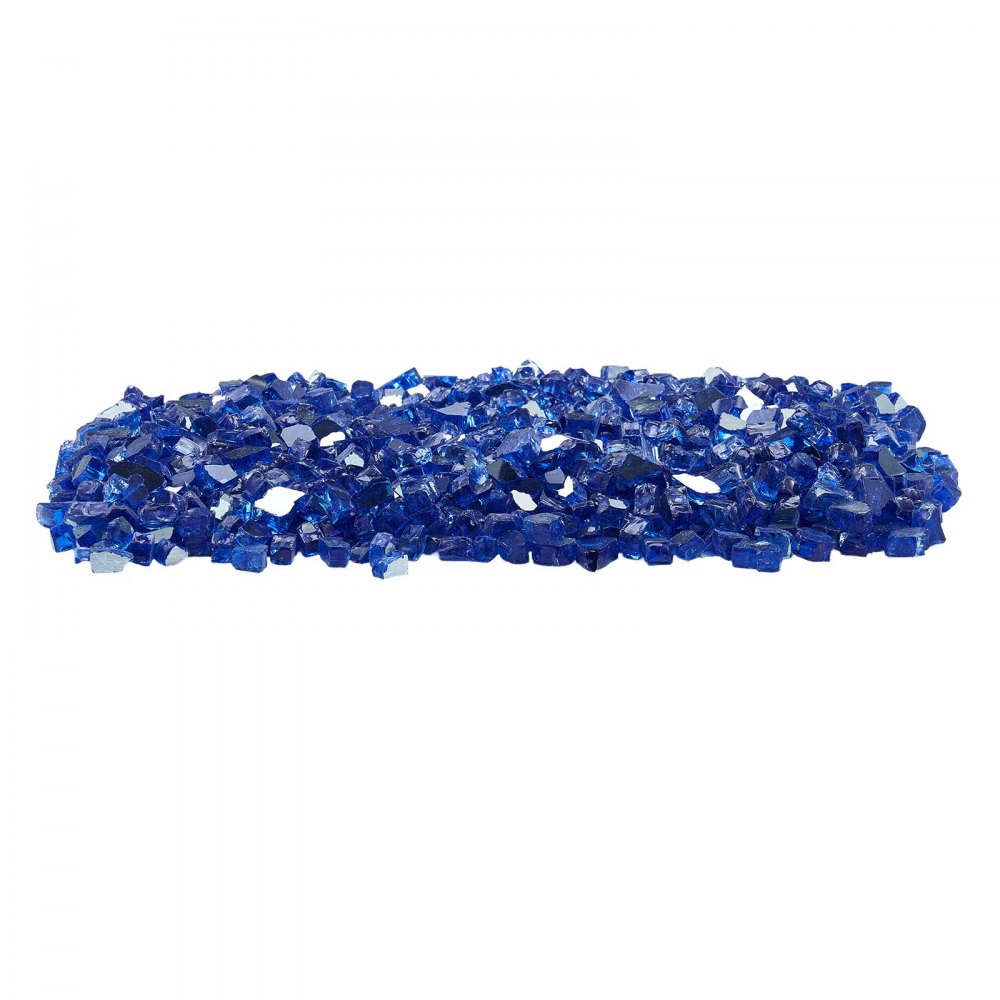 VEVOR Fire Glass, 35LBS / 15.88KG High-Temperature Resistant Fireplace Rocks, 1/2-Inch / 12.7mm Reflective & Smokeless Firepit Glass Rock, High Luster Stone Landscaping for Fire Pit Table, Cobalt Blue