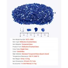 10 LBS Fire Glass 1/2-Inch Fireplace Glass Rocks for Fire Pit Table Cobalt Blue