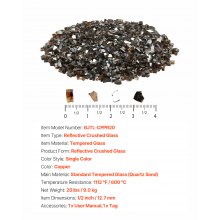 20 LBS Fire Glass 1/2-Inch Fireplace Glass Rocks for Fire Pit Table Copper