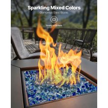 10 LBS Fire Glass 1/2-Inch Fireplace Glass Rocks Cobalt Blue Aqua Blue Clear