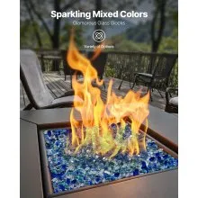 10 LBS Fire Glass 1/2-Inch Fireplace Glass Rocks Cobalt Blue Aqua Blue Clear