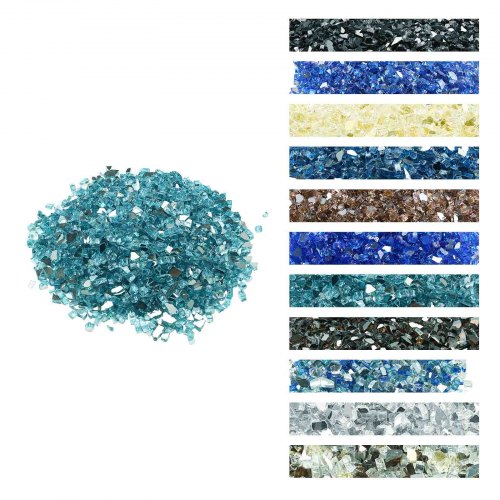 20 LBS Fire Glass 1/2-Inch Fireplace Glass Rocks for Fire Pit Table Aqua Blue