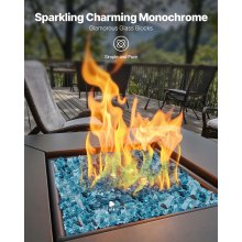 20 LBS Fire Glass 1/2-Inch Fireplace Glass Rocks for Fire Pit Table Aqua Blue
