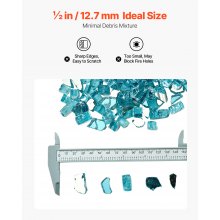 20 LBS Fire Glass 1/2-Inch Fireplace Glass Rocks for Fire Pit Table Aqua Blue