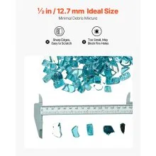 20 LBS Fire Glass 1/2-Inch Fireplace Glass Rocks for Fire Pit Table Aqua Blue