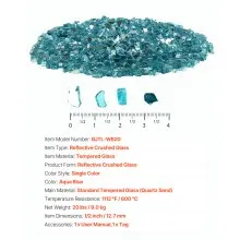 20 LBS Fire Glass 1/2-Inch Fireplace Glass Rocks for Fire Pit Table Aqua Blue