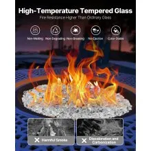 10 LBS Fire Glass 1/2-Inch Fireplace Glass Rocks for Fire Pit Table Clear