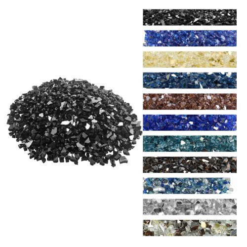 10 LBS Fire Glass 1/2-Inch Fireplace Glass Rocks for Fire Pit Table Black