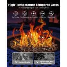 10 LBS Fire Glass 1/2-Inch Fireplace Glass Rocks for Fire Pit Table Copper