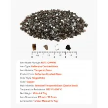 10 LBS Fire Glass 1/2-Inch Fireplace Glass Rocks for Fire Pit Table Copper