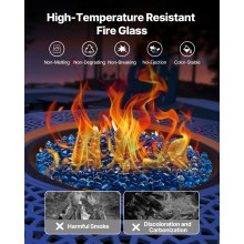 20 LBS Fire Glass 1-Inch Fireplace Glass Rocks for Fire Pit Table Caribbean Blue