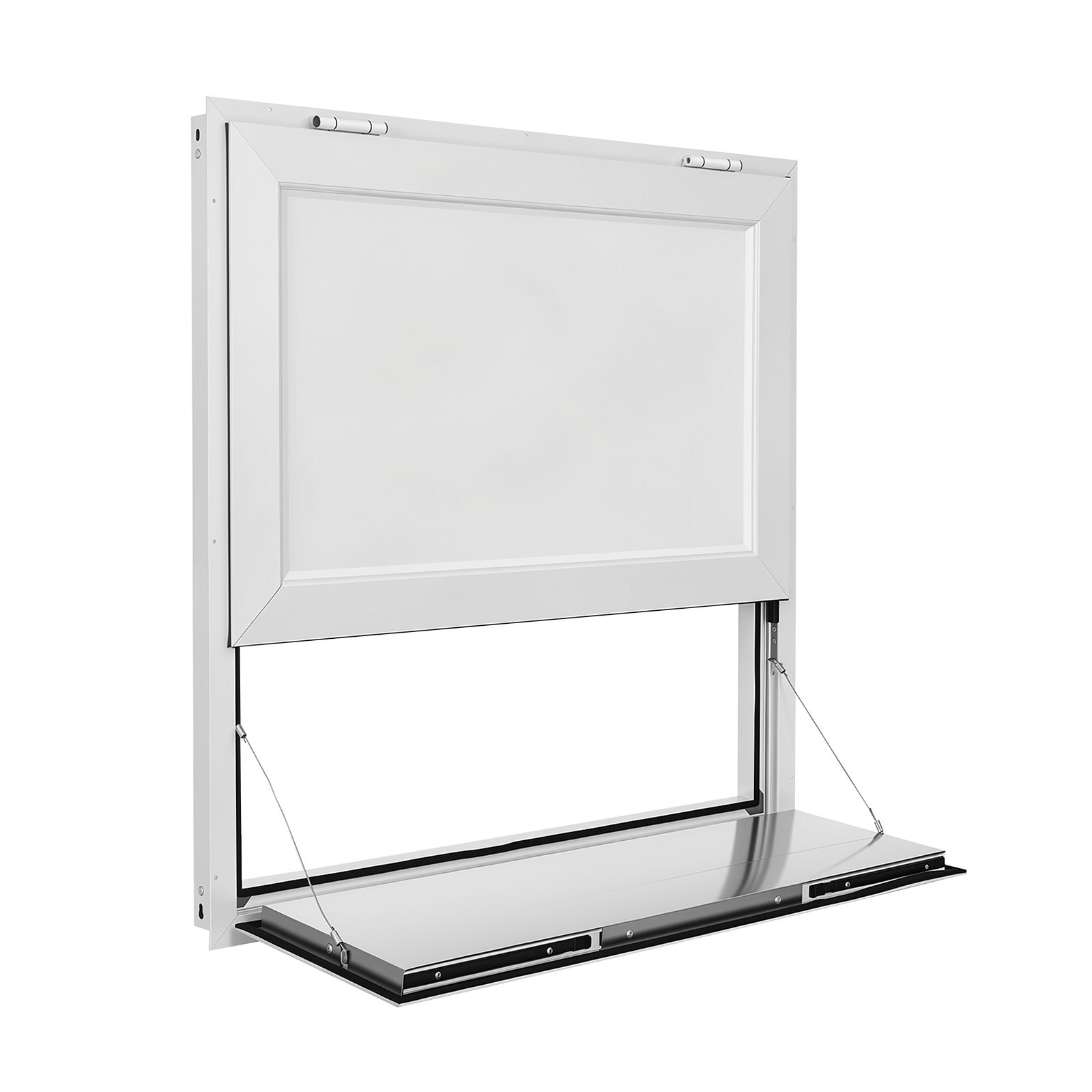 VEVOR Concession Window Folding Shelf 36x36in Aluminum Alloy Service Window, for Food Truck, Up to 85 Degrees, with Awning Door and Drag Hook, Rainwater Resistant