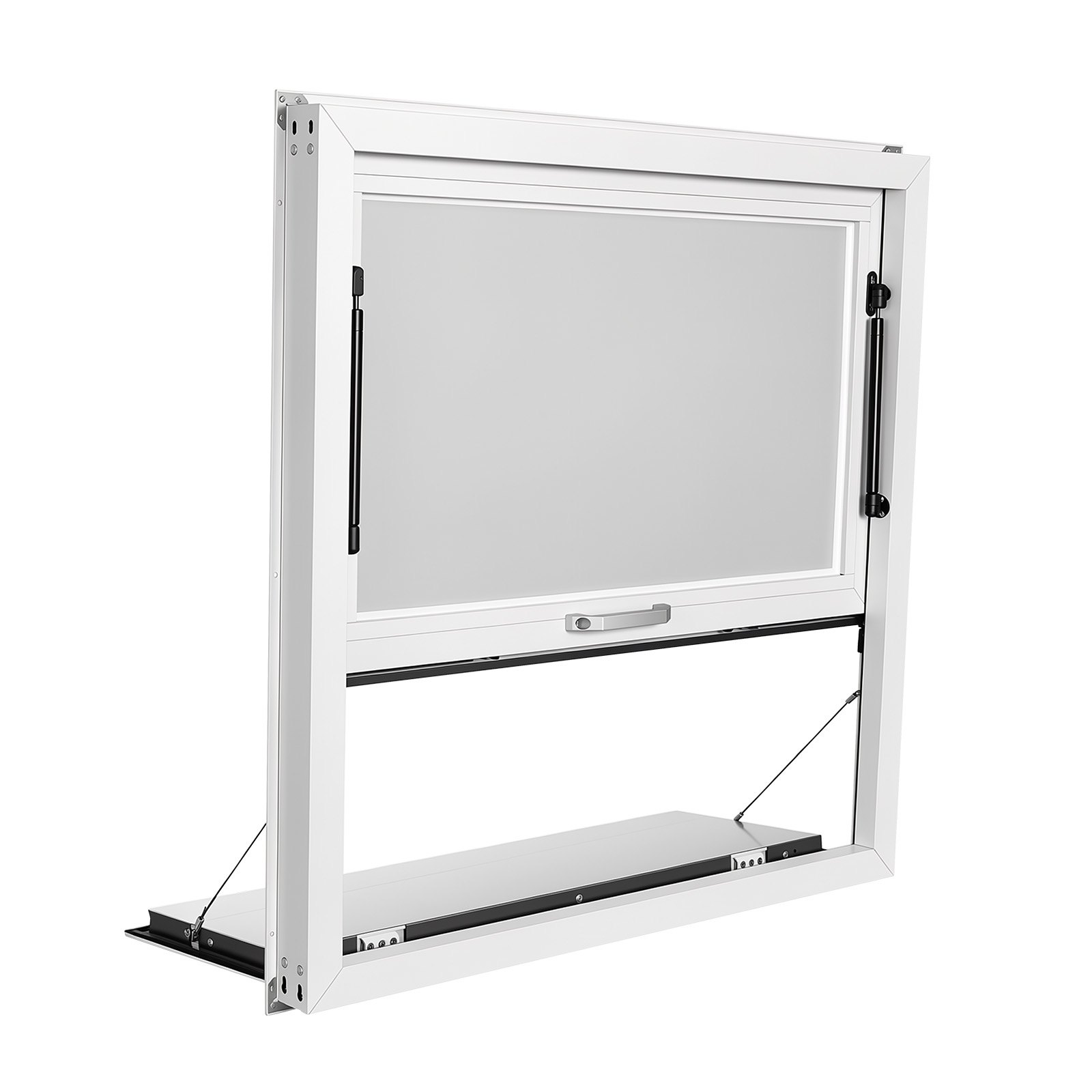 VEVOR Concession Window Folding Shelf 36x36in Aluminum Alloy Service Window, for Food Truck, Up to 85 Degrees, with Awning Door and Drag Hook, Rainwater Resistant