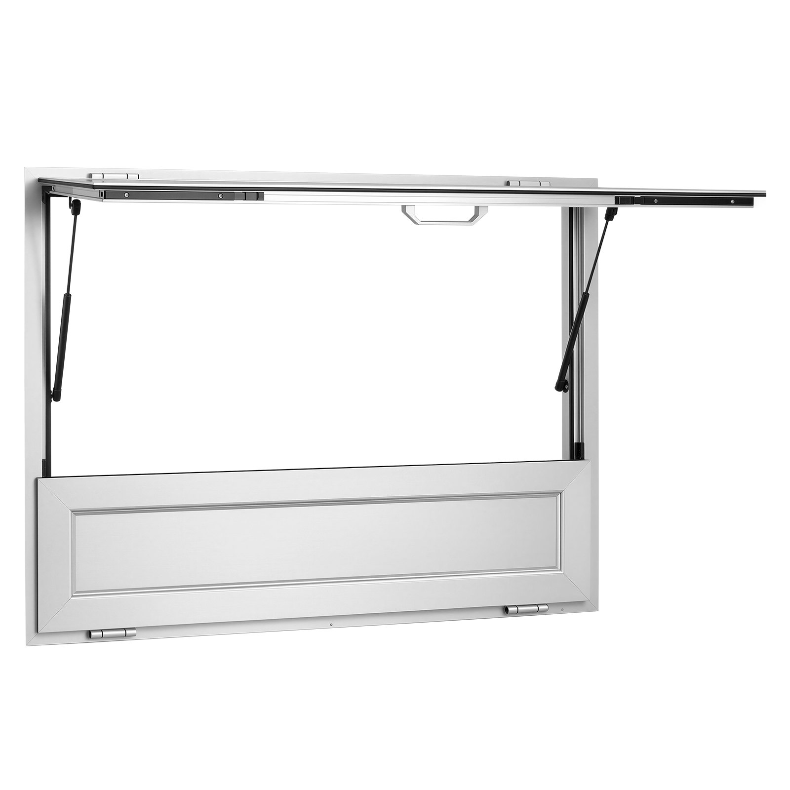 VEVOR Concession Window Folding Shelf 48x36in Aluminum Alloy Service Window, for Food Truck, Up to 85 Degrees, with Awning Door and Drag Hook, Rainwater Resistant