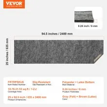 VEVOR Non Slip Rug Pad Gripper 25 x 94.5 in 0.24" Carpet Mat Thick for Floor