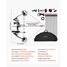 VEVOR Compound Bow Archery Right Hand Arrow Set 70 Lbs 320 fps Hunting Shooting