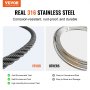 VEVOR T316 Stainless Steel Cable 3.18mm 7x7 Steel Wire Rope 152.4m Cable Railing