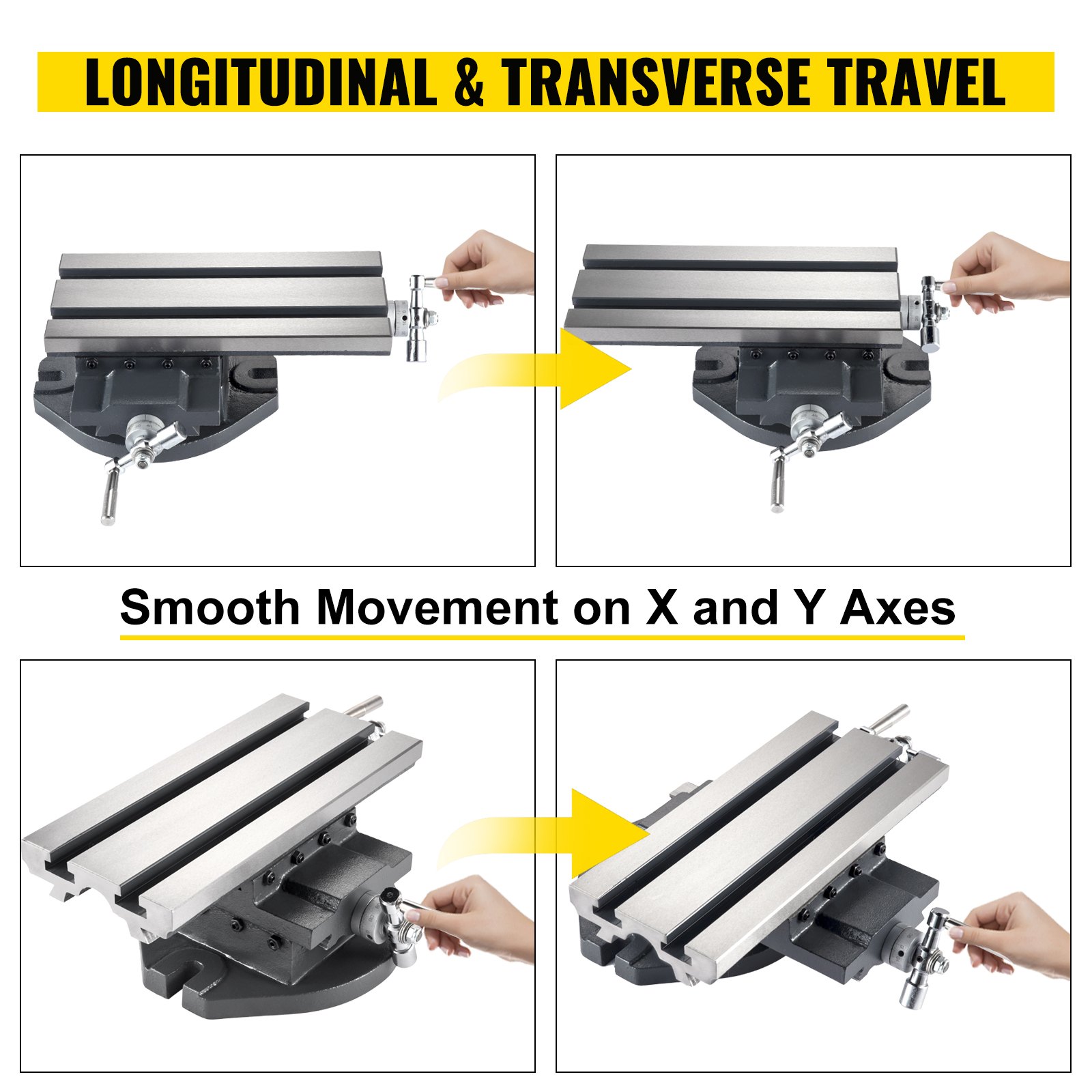 VEVOR Compound Slide Milling Table, 5-1/2'' x 12'' Multifunction Milling Bench Drill, Adjustable X 8'' Y 5'' Axis Milling Machine