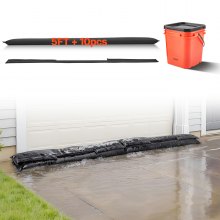 VEVOR Flood Barrier, 10 Pack, 1530 x 210 mm Flood Bags with Bucket, Reusable Water Absorbent Barrier Activated by Water, Sandless Sandbags Blockage, Flooding Prevention Bags for Basement, Garage, Doorway