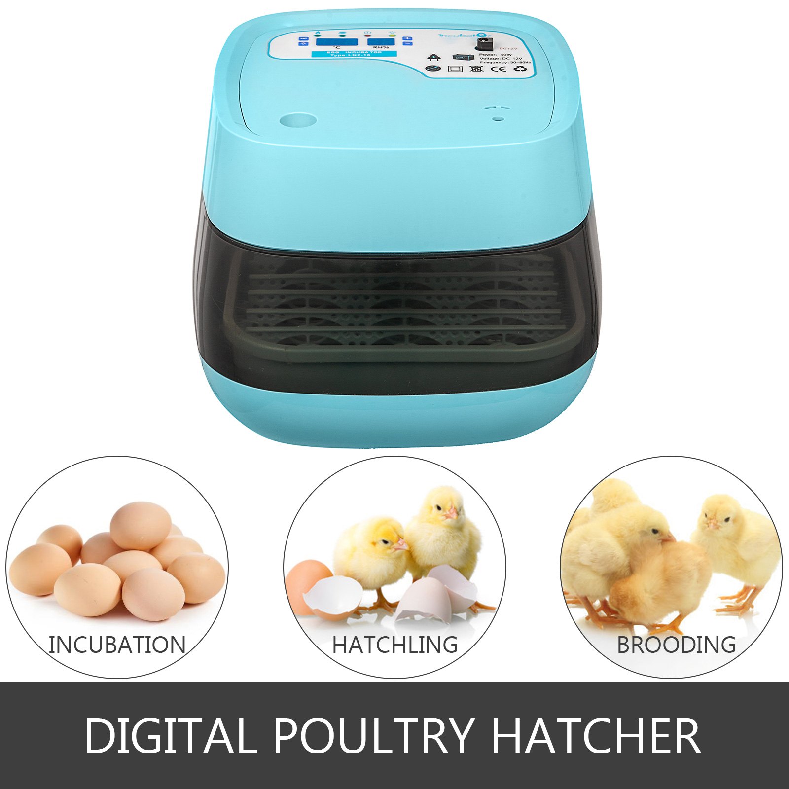 16 Egg Incubator Digital Automatic Turner Mini Hatcher Home Use Temperature Control Hatching