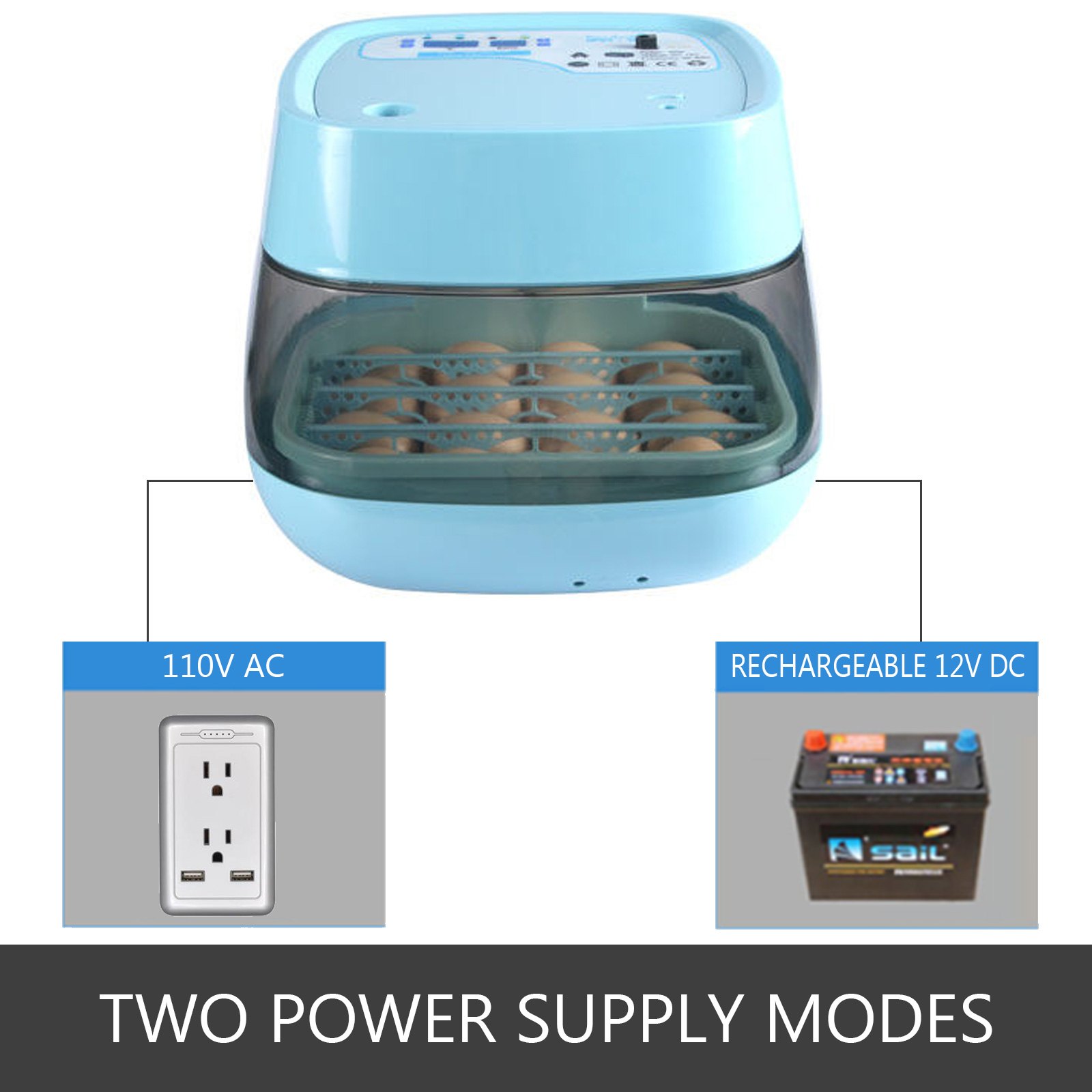 16 Egg Incubator Digital Automatic Turner Mini Hatcher Home Use Temperature Control Hatching