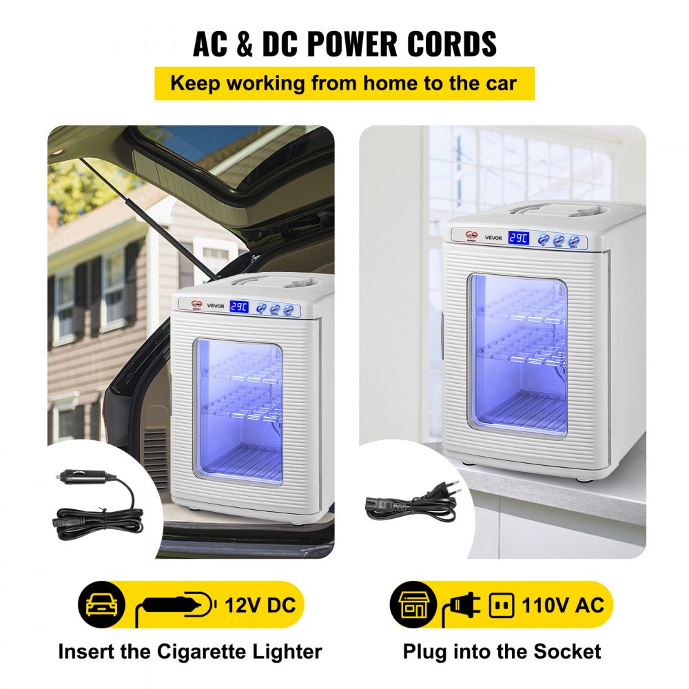 VEVOR Reptile Incubator, 25L Scientific Lab Incubator, Cooling and Heating 5 °C to 42 °C Automatic Incubator, 12V/110V White Reptile Egg Breeding Hatchery Work for Thermostats Snakes and Turtles