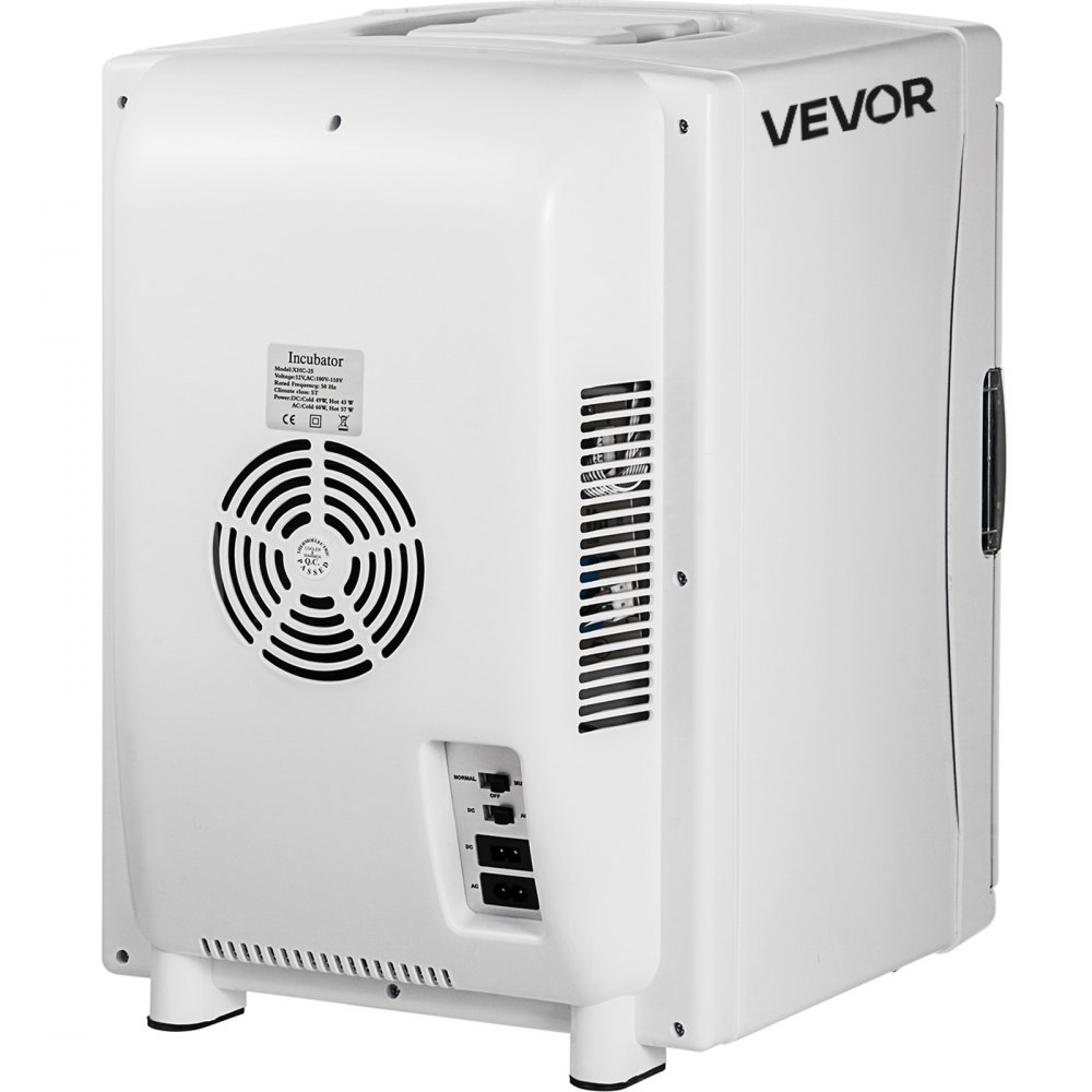 VEVOR Reptile Incubator, 25L Scientific Lab Incubator, Cooling and Heating 5 °C to 42 °C Automatic Incubator, 12V/110V White Reptile Egg Breeding Hatchery Work for Thermostats Snakes and Turtles