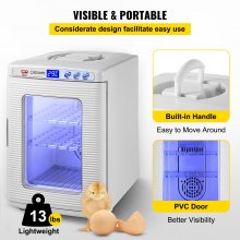 VEVOR White Reptile Incubator 25L Scientific Lab Incubator Digital Incubator Cooling and Heating 5-60°C Reptile Egg Incubator 12V/110V Work for Small Reptiles