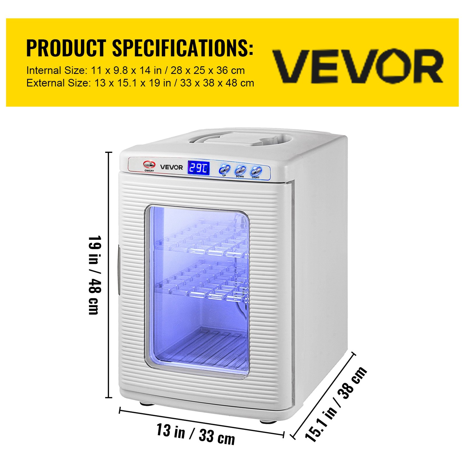 VEVOR Reptile Incubator, 25L Scientific Lab Incubator, Cooling and Heating 5 °C to 42 °C Automatic Incubator, 12V/110V White Reptile Egg Breeding Hatchery Work for Thermostats Snakes and Turtles