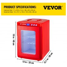 VEVOR Red Reptile Incubator 25L Scientific Lab Incubator Digital Incubator Cooling and Heating 5-42°C Reptile Egg Incubator 12V/110V Work for Small Reptiles