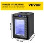 VEVOR reptile incubator with digital display and internal light, dimensions 13x15.1x19in.