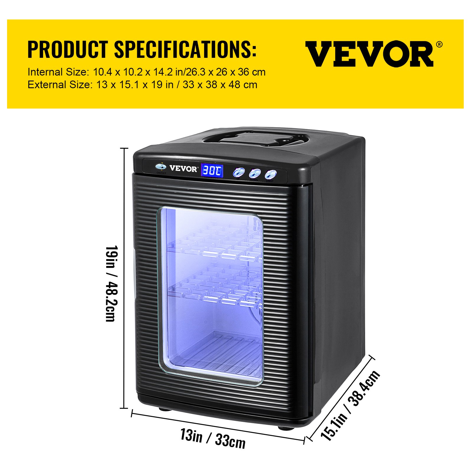 VEVOR Reptile Egg Incubator and Hatcher 25L Black Reptile Egg Incubator 5-42°C Scientific Hatcher Heating Bright LED Digital Display for Small Animals