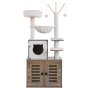 VEVOR Árbol para gatos grande con caja de arena, 137 cm de alto, torre 2 en 1, mueble de varios niveles con postes rascadores de sisal, perchas, hamaca, casa para gatitos grandes de interior