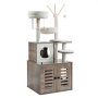 VEVOR Árbol para gatos grande con caja de arena, 137 cm de alto, torre 2 en 1, mueble de varios niveles con postes rascadores de sisal, perchas, hamaca, casa para gatitos grandes de interior