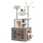 VEVOR Árbol para gatos grande con caja de arena, 137 cm de alto, torre 2 en 1, mueble de varios niveles con postes rascadores de sisal, perchas, hamaca, casa para gatitos grandes de interior