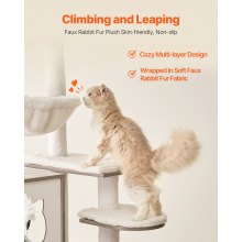 VEVOR Grand arbre à chat avec litière et cage 2 en 1 pour chat Maison de jeu d'intérieur pour chat