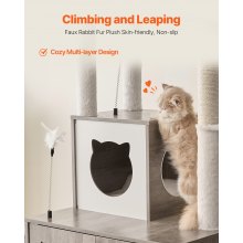 VEVOR Grand arbre à chat avec litière et cage 2 en 1 pour chat Maison de jeu d'intérieur pour chat