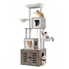 VEVOR Grand arbre à chat avec litière et cage 2 en 1 pour chat Maison de jeu d'intérieur pour chat