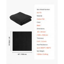 VEVOR Carbon Felt Welding Blanket, 1016mm x 1016mm Flame Retardant Welding Blanket, Up to 1800°F Heat Resistant Safety Protection Blanket, 3.5mm Thickened Carbon Fiber Fireproof Insulation Mat Pad
