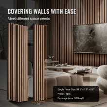 Wood Slat Acoustic Panels 7.9 x 94.5 inch for Modern Wall Decor Walnut