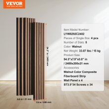 Wood Slat Acoustic Panels 7.9 x 94.5 inch for Modern Wall Decor Walnut