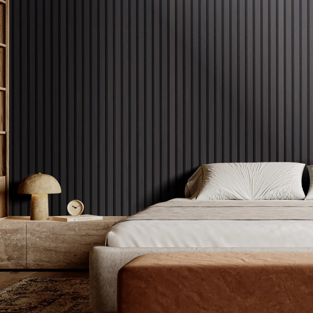 VEVOR Wood Slat Acoustic Panels, 23.6 x 47.2 inch, MDF Accent Wooden Wall Panels for Modern Interior Wall Decor, Faux Wood Wall Board Panels for Noise Reduction, Black Oak