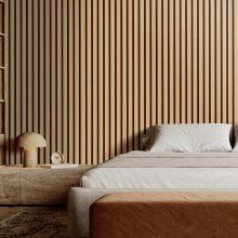 Paneles acústicos de listones de madera VEVOR de 23,6 x 47,2 pulgadas para decoración de pared moderna en roble claro