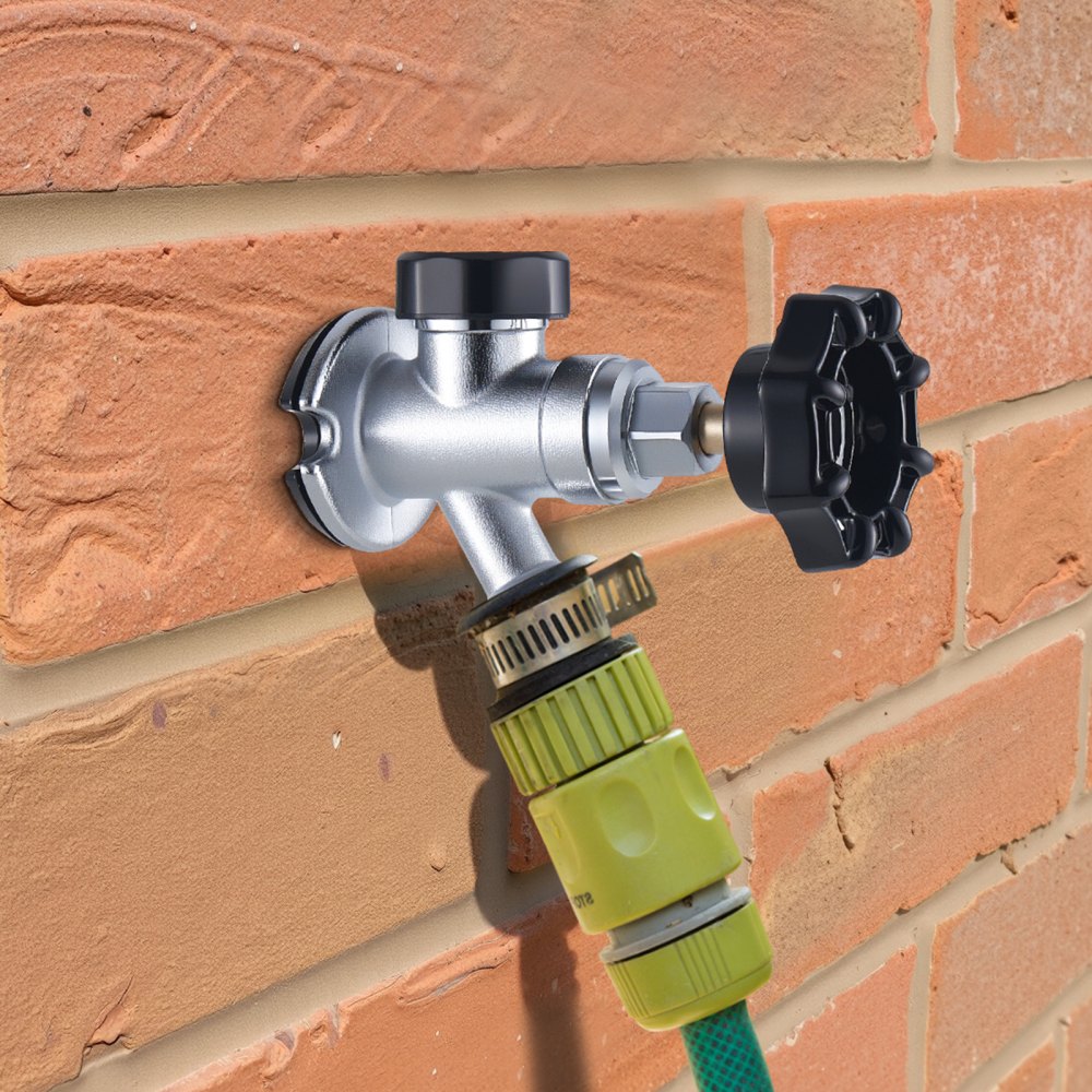 VEVOR 12-Inch Frost-Free Sillcock, 1/2" PTC x 3/4" MHT Hose Bibb, Anti-Siphon Lead-Free Brass Valve, Push-to-Connect Brass Plumbing Fitting, Compatible with PEX, Copper, CPVC Pipes