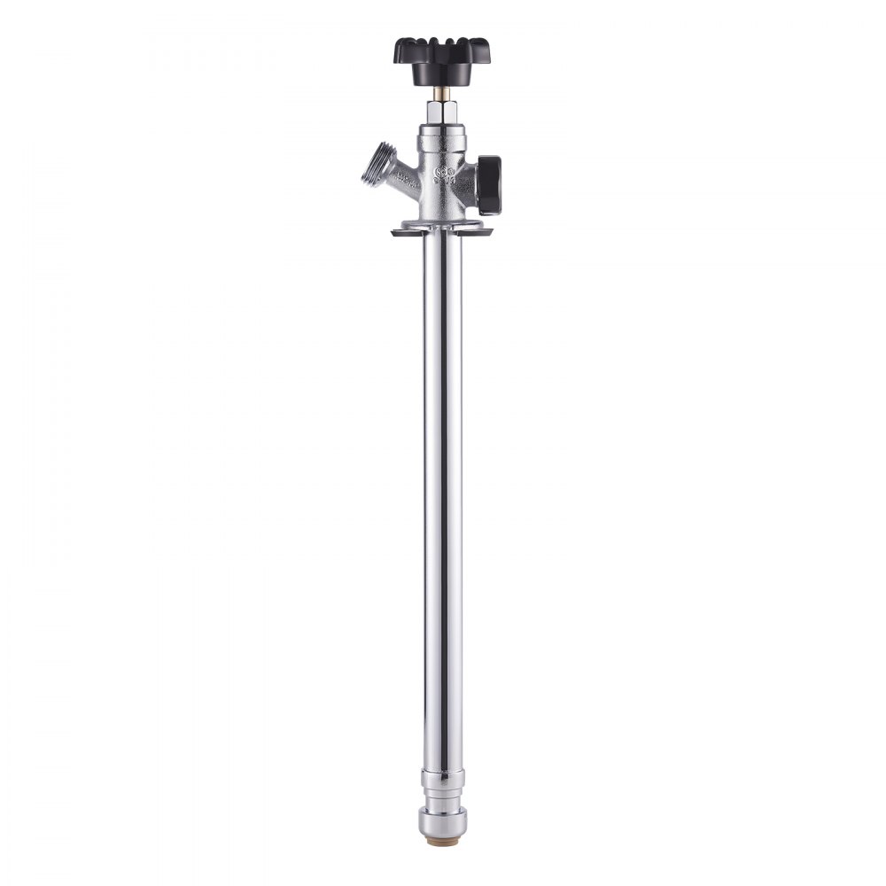 VEVOR 12-Inch Frost-Free Sillcock, 1/2" PTC x 3/4" MHT Hose Bibb, Anti-Siphon Lead-Free Brass Valve, Push-to-Connect Brass Plumbing Fitting, Compatible with PEX, Copper, CPVC Pipes
