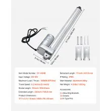 VEVOR 12V Linear Actuator, 12 Inch IP65 Waterproof Linear Actuator, 675lbs/3000N 0.2"/s Motion Actuators with Mounting Bracket for Outdoor Use