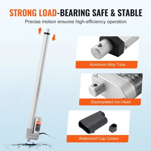 VEVOR 12v Linear Actuator 20 Inch Waterproof Ip65 660lbs Load 0.19in/s Speed With Mounting Bracket For Outdoor Use