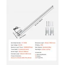 VEVOR 12V Linear Actuator, 40 Inch IP65 Waterproof Linear Actuator, 675lbs/3000N 0.2"/s Motion Actuators with Mounting Bracket for Outdoor Use